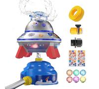 Evember Sprinkler Toys for Kids Outdoor, Water Sprinkler Toy, 360-degree Rotation Flying Saucer Lighting for Pet Cooling Gardening Watering Beach Trip Carnival Game Backyard RV School