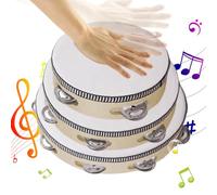 Evember Tambourines for Adults - 3-Piece Musical Tambourines Hand Drums for Adults - Wooden Percussion Instruments for Training Kids Festival Dance Wedding Performance Party