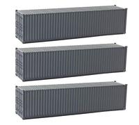 Evemodel 3pcs HO Scale 40ft 1:87 Deep Gray Shipping Container Undecorated Cargo Box Ribbed Side