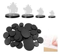 Evemodel 40Pcs Various Size 25mm 32mm 40mm 50mm Round Model Base Plastic Base for Sand Table War Games Table Game (Round)