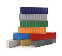 Evemodel 9pcs 40ft HO Gauge 1:87 Shipping Container Blank Colored Cargo Box Ribbed Side