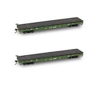 Evemodel C8741U 2pcs HO Scale 1:87 52' Flat Car Flatbed Transporter U.S.Army 52ft Model Train Container Carriage Freight Car