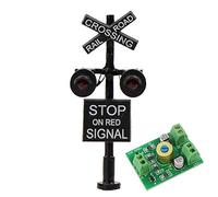 Evemodel JTD1507RP 1 Set N Scale Railroad Train/Track Crossing Sign 2 Heads LED Made + Circuit Board Flasher-Flashing Red Train Stop on red Signal Lights Decoration and Party