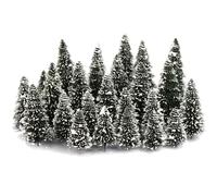 Evemodel Model Track Snow Fir Trees Snowy Trees for Winter Village Landscape for Home Christmas Decoration (40 Pieces Different Heights)
