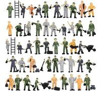 Evemodel P8710 50pcs 1:87 HO Scale Railway Model Worker Well Painted Figures with Bucket and Ladder Miniature 2cm High People Tiny World