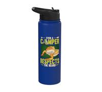 Even A Camper Respects The Beard Reptile Bearded Dragon Stainless Steel Insulated Water Bottle