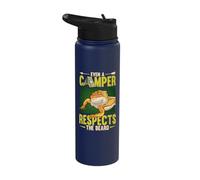 Even A Camper Respects The Beard Reptile Bearded Dragon Stainless Steel Insulated Water Bottle