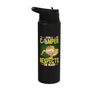 Even A Camper Respects The Beard Reptile Bearded Dragon Stainless Steel Insulated Water Bottle