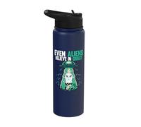 Even Aliens Believe in Ghost Funny UFO Alien Ghost Halloween Stainless Steel Insulated Water Bottle