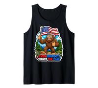 Even Bigfoot Waves The Flag Tank Top