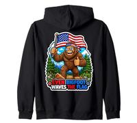 Even Bigfoot Waves The Flag Zip Hoodie