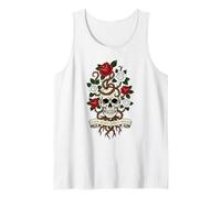 Even Death Leaves Roots - Philosophical Nature Art Skull Tank Top