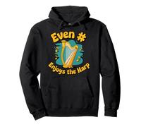 Even # Enjoys Harping Harp Instrument Harpist Music Harp Pullover Hoodie