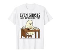 Even Ghosts Have Responsibilities Humorous Work Life Jobs Value Graphic T-Shirt, Men, White, S