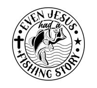 Even Jesus had a Fishing Story Design Vinyl Wall Decals 42x42cm Tattoo Culture Black
