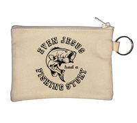 Even Jesus Had A Fishing Story Key Chain Coin Purse Beige
