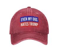 Even My Dog Hates Trump Hat Anti Trump Fuck Trump Adjustable Hat Casual Trucker Hats Baseball Cap for Men Women Red