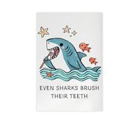 Even Sharks Brush Their Canvas Poster Bedroom Decor Landscape Office Room Decor Gift 08x12inch(20x30cm)