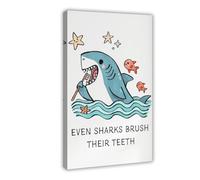 Even Sharks Brush Their Canvas Poster Bedroom Decor Landscape Office Room Decor Gift 16x24inch(40x60cm)
