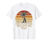 Even The Wind and Waves Obey Him Mark 4:41 Christian Beach Value Graphic T-Shirt, Men, White, L