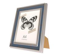 Evencaphy -A4 Photo Frame in Blue and Silver colored, Certificate/Picture/Art Print Poster Frame, Wall & Tabletop Picture Frames, Simple classical Wall Hanging Photo Display, 21cm x 29.7cm