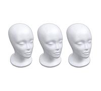 Evenden 3 x Female Foam Mannequin Model Hat Wig Display Stand Rack White