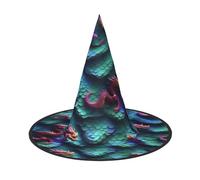 Evengigy 3D Magical Dragon Scales Pattern Print Halloween Hat fun Witch Hat foldable headwear Cosplay Decor personalized 2 pieces