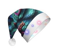 Evengigy 3D Magical Dragon Scales Pattern print LED Christmas hat for Adult,Xmas Hat,Funny Santa Hat for Adults Unisex, Party