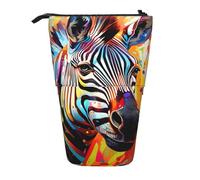 Evengigy Abstract Animal Zebra Print Cute Pencil Case with Zip Adjustable Stand Pencil Holder Funny Makeup Bag