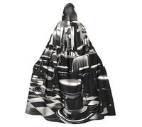 Evengigy Barber Shop Monochrome Style print Women Men Adults Halloween Hooded Cloak, Hooded Cape Cosplay Cloak Robe Uniform