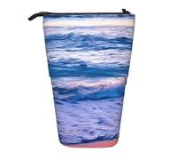 Evengigy Beach Sunset Ocean Waves Print Cute Pencil Case with Zip Adjustable Stand Pencil Holder Funny Makeup Bag