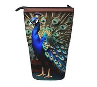 Evengigy Beautiful Peacock Picture Print Cute Pencil Case with Zip Adjustable Stand Pencil Holder Funny Makeup Bag