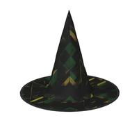 Evengigy black green and gold geometric Print Halloween Hat fun Witch Hat foldable headwear Cosplay Decor personalized 1 piece