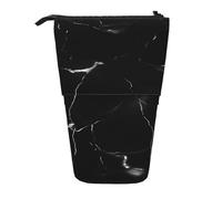 Evengigy Black Marble Print Cute Pencil Case with Zip Adjustable Stand Pencil Holder Funny Makeup Bag