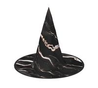 Evengigy Black rose gold Marble Print Halloween Hat fun Witch Hat foldable headwear Cosplay Decor personalized 2 pieces