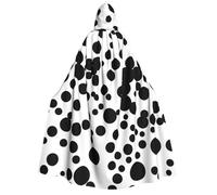 Evengigy Black & White Big Dot print Adults Halloween Hooded Cloak, large Hooded Cape Cosplay Cloak Uniform Women Men
