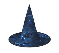 Evengigy Blue galaxy Print Halloween Hat fun Witch Hat foldable headwear Cosplay Decor personalized 1 piece
