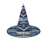 Evengigy Blue Polynesian Maori Tribal Pattern Print Halloween Hat fun Witch Hat foldable headwear Cosplay Decor personalized 1 piece