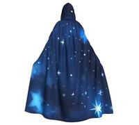 Evengigy Blue Shining Stars Pattern print Women Men Adults Halloween Hooded Cloak, Hooded Cape Cosplay Cloak Robe Uniform
