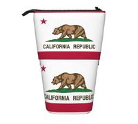 Evengigy California State Flag Print Cute Pencil Case with Zip Adjustable Stand Pencil Holder Funny Makeup Bag