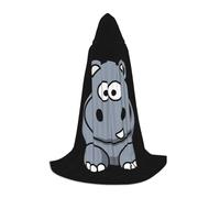 Evengigy Cartoon Hippo print Hooded Cape For Teenagers Halloween Hooded Cloak, children Cosplay Cloak Robe