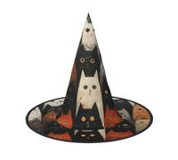 Evengigy cat Print Halloween Hat fun Witch Hat foldable headwear Cosplay Decor personalized 2 pieces