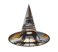 Evengigy Cityscape Paris Eiffel Tower France Print Halloween Hat fun Witch Hat foldable headwear Cosplay Decor personalized 3 pieces