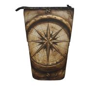 Evengigy Compass Map Nautical Print Cute Pencil Case with Zip Adjustable Stand Pencil Holder Funny Makeup Bag