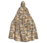 Evengigy Cute Dog Bone Bowl Woof Paw print Women Men Adults Halloween Hooded Cloak, Hooded Cape Cosplay Cloak Robe Uniform