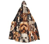 Evengigy Dogs pattern print Adults Halloween Hooded Cloak, large Hooded Cape Cosplay Cloak Uniform Women Men