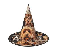 Evengigy Dogs pattern Print Halloween Hat fun Witch Hat foldable headwear Cosplay Decor personalized 2 pieces