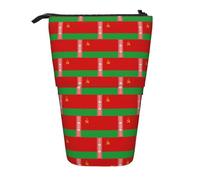 Evengigy Flag of Belarus Print Cute Pencil Case with Zip Adjustable Stand Pencil Holder Funny Makeup Bag