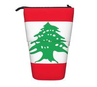 Evengigy Flag of Lebanon Print Cute Pencil Case with Zip Adjustable Stand Pencil Holder Funny Makeup Bag