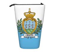 Evengigy Flag of San Marino Print Cute Pencil Case with Zip Adjustable Stand Pencil Holder Funny Makeup Bag